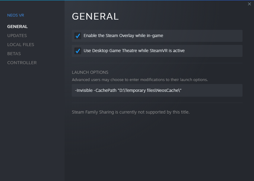 Setting custom launch options via Steam